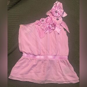 Bebe Pink Chiffon One-Shoulder Top y2k style size S